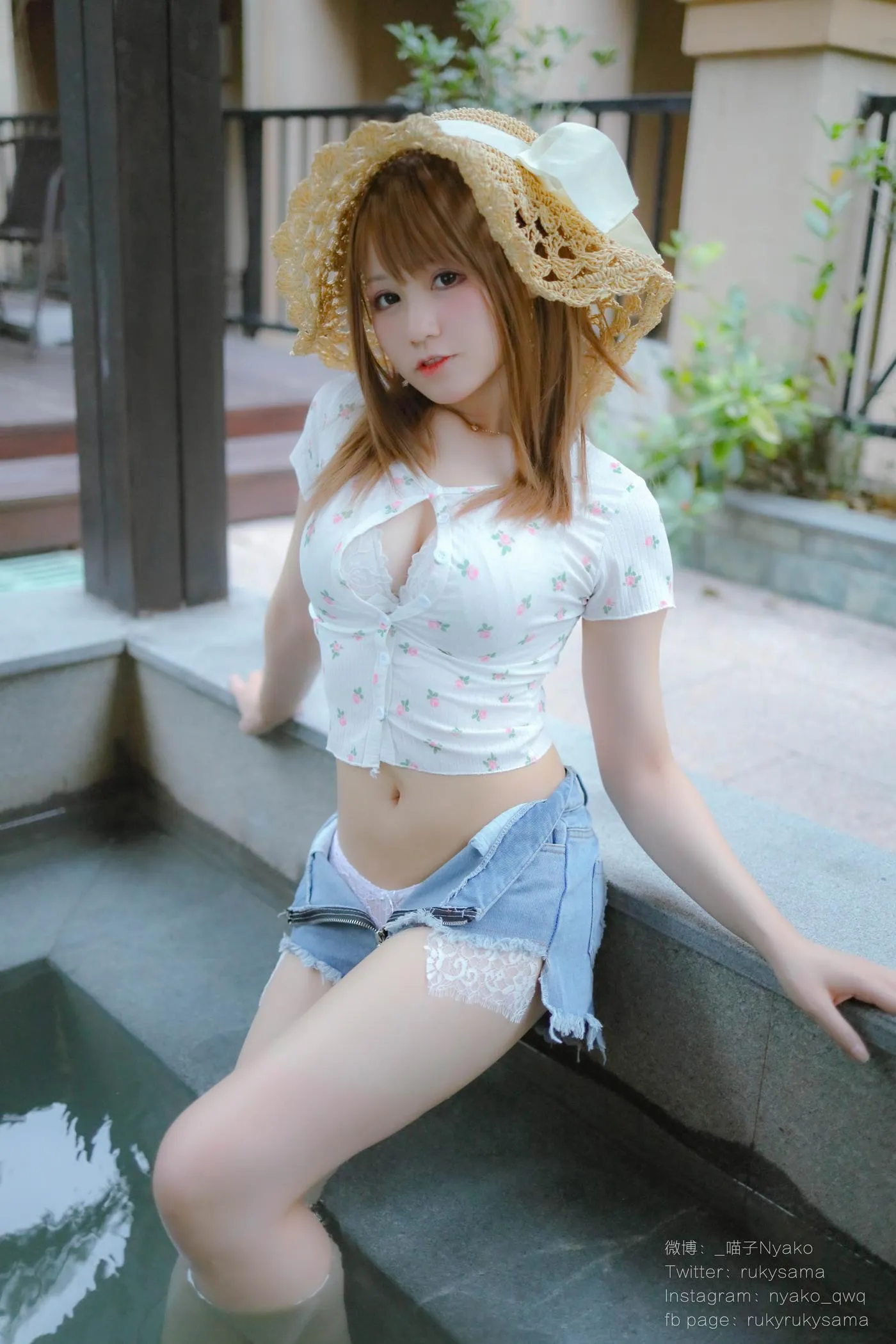 Nyako喵子 – NO.27 温泉蕾丝睡衣-温泉 [80P]插图1